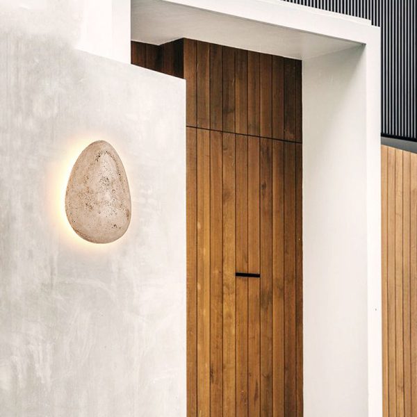 Traditional Japanese Travertine Cobblestone Design LED Waterproof Outdoor Wall Sconce Lamp For Garden - Image 3