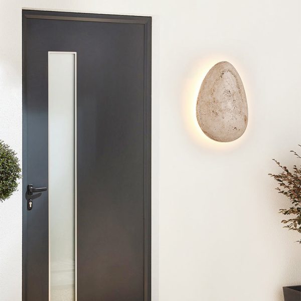 Traditional Japanese Travertine Cobblestone Design LED Waterproof Outdoor Wall Sconce Lamp For Garden - Image 8