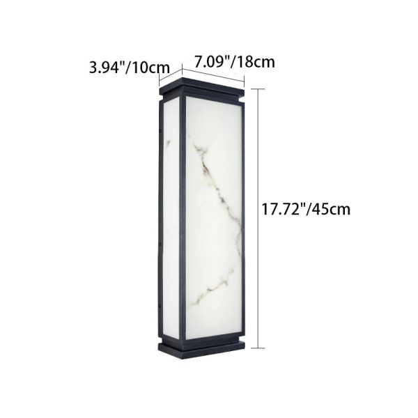 Traditional Chinese Stainless Steel Imitation Marble Shade LED Waterproof Outdoor Wall Sconce Lamp For Garden - Image 4