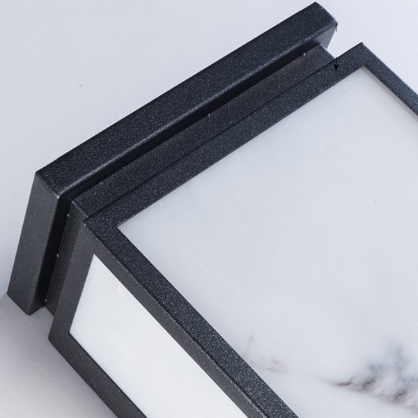 Traditional Chinese Stainless Steel Imitation Marble Shade LED Waterproof Outdoor Wall Sconce Lamp For Garden - Image 5