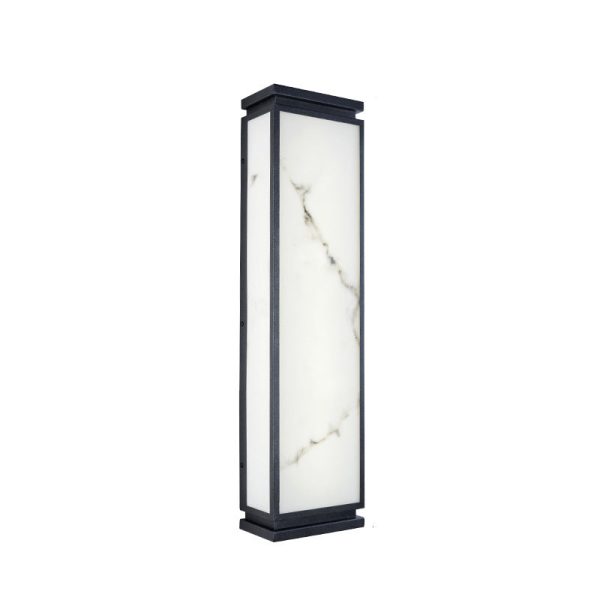 Traditional Chinese Stainless Steel Imitation Marble Shade LED Waterproof Outdoor Wall Sconce Lamp For Garden - Image 14