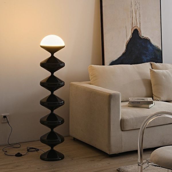 Traditional French Gourd Iron Acrylic 1-Light Standing Floor Lamp For Living Room