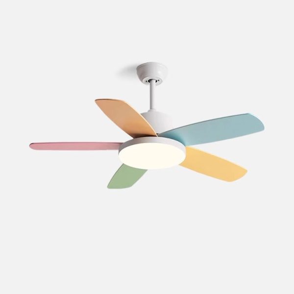 Contemporary Scandinavian Macaron Carbon Steel Wood Fan Blade LED Downrod Ceiling Fan Light For Living Room - Image 14