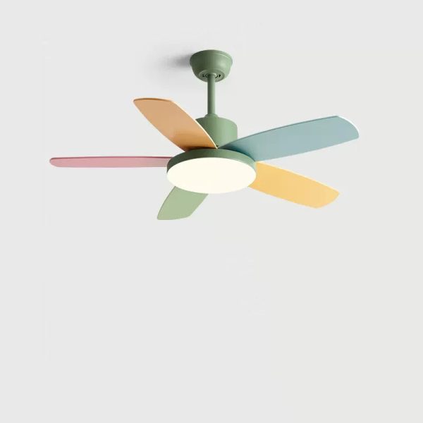 Contemporary Scandinavian Macaron Carbon Steel Wood Fan Blade LED Downrod Ceiling Fan Light For Living Room - Image 13