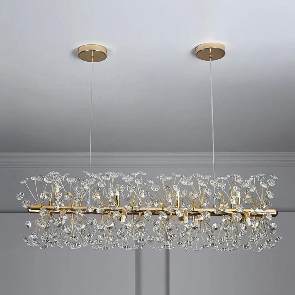 Modern Luxury Firework Crystal Shade Iron Aluminum 12/15-Light Island Light Chandelier For Dining Room - Image 9