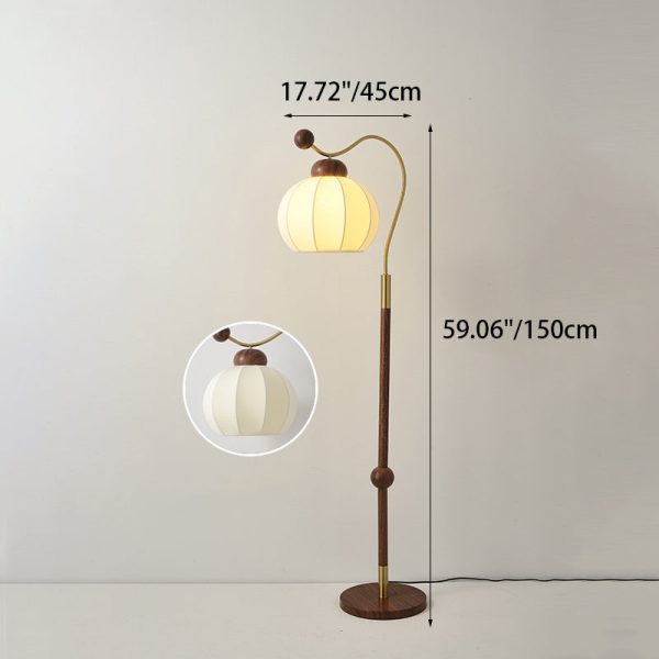 Traditional Vintage Fabric Lantern Shade Arc Iron Rod 1-Light Standing Floor Lamp For Study - Image 4