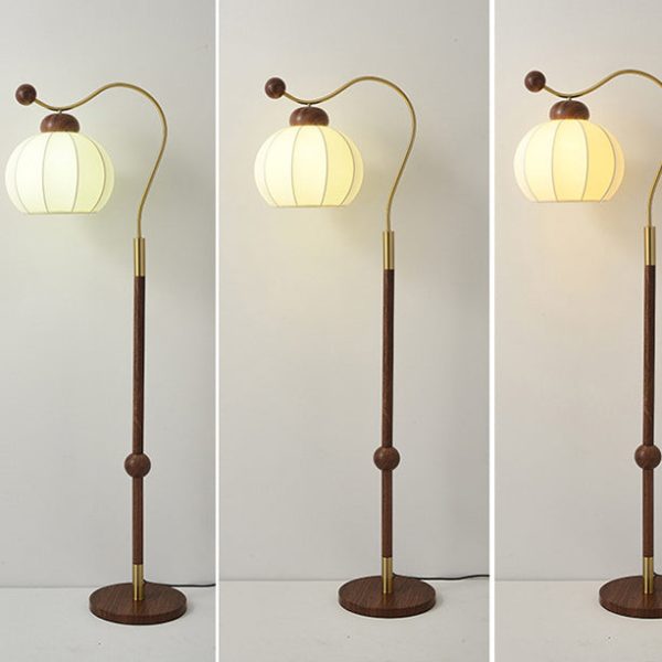 Traditional Vintage Fabric Lantern Shade Arc Iron Rod 1-Light Standing Floor Lamp For Study - Image 12