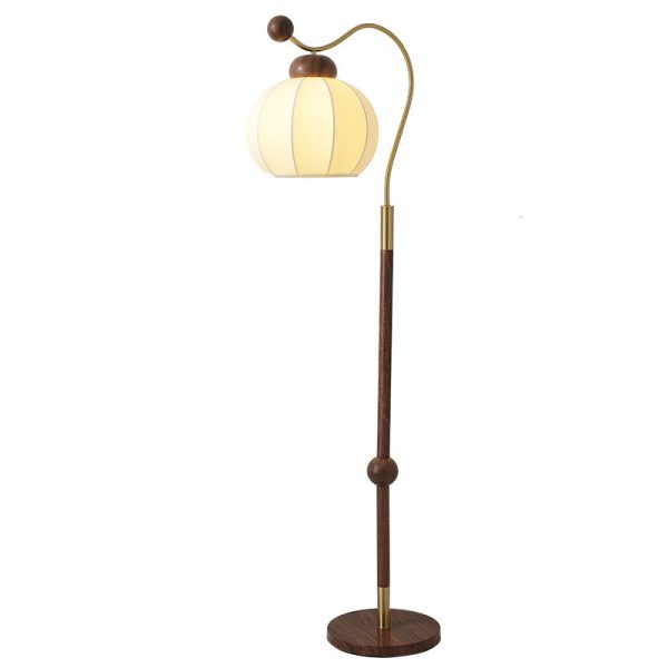 Traditional Vintage Fabric Lantern Shade Arc Iron Rod 1-Light Standing Floor Lamp For Study - Image 14
