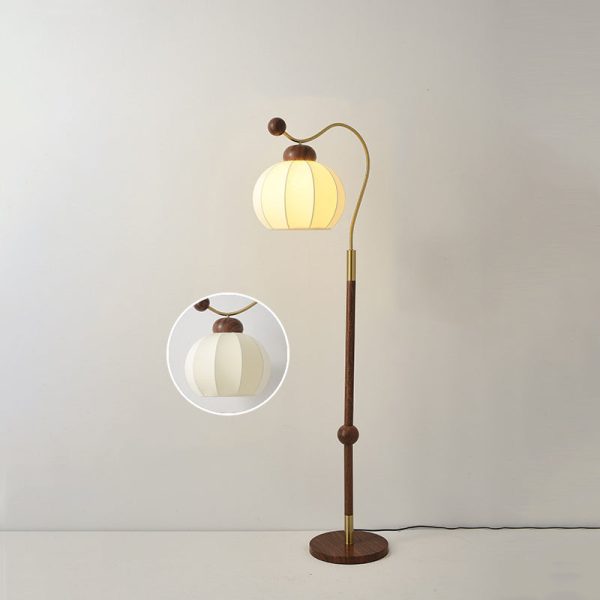 Traditional Vintage Fabric Lantern Shade Arc Iron Rod 1-Light Standing Floor Lamp For Study - Image 13
