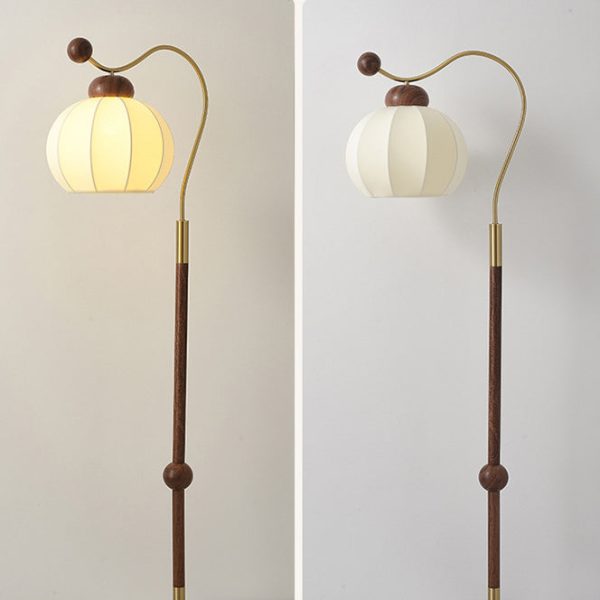 Traditional Vintage Fabric Lantern Shade Arc Iron Rod 1-Light Standing Floor Lamp For Study - Image 7