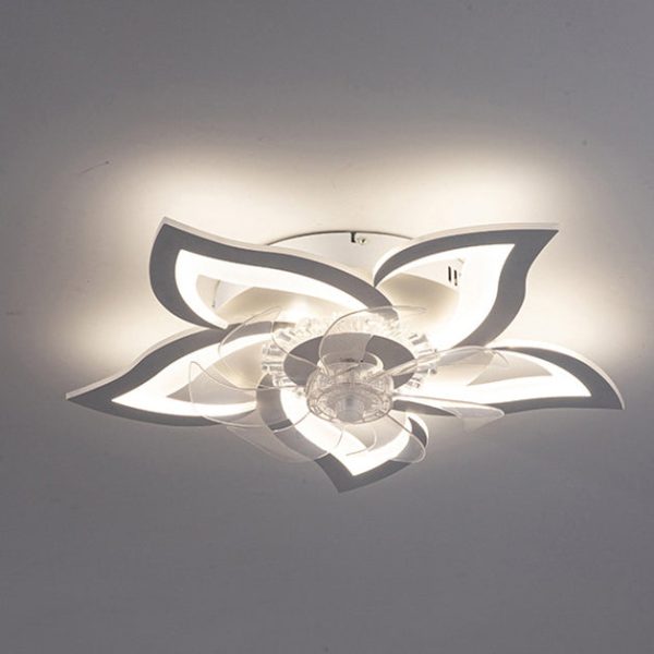 Contemporary Creative Aluminum Acrylic ABS Fan LED Flush Mount Ceiling Fan Light For Bedroom - Image 16