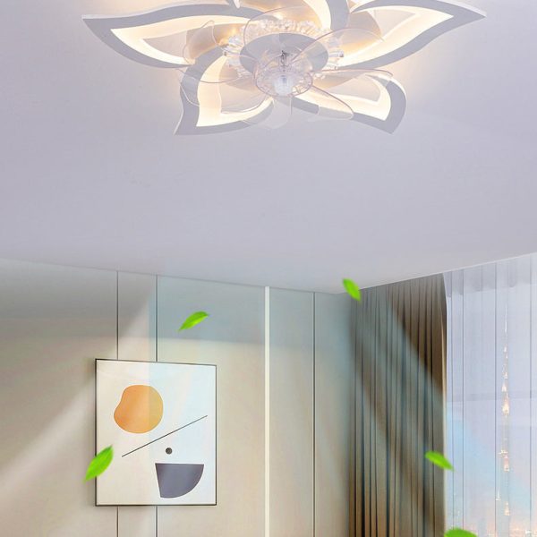 Contemporary Creative Aluminum Acrylic ABS Fan LED Flush Mount Ceiling Fan Light For Bedroom - Image 10