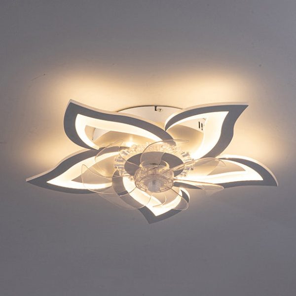 Contemporary Creative Aluminum Acrylic ABS Fan LED Flush Mount Ceiling Fan Light For Bedroom - Image 17