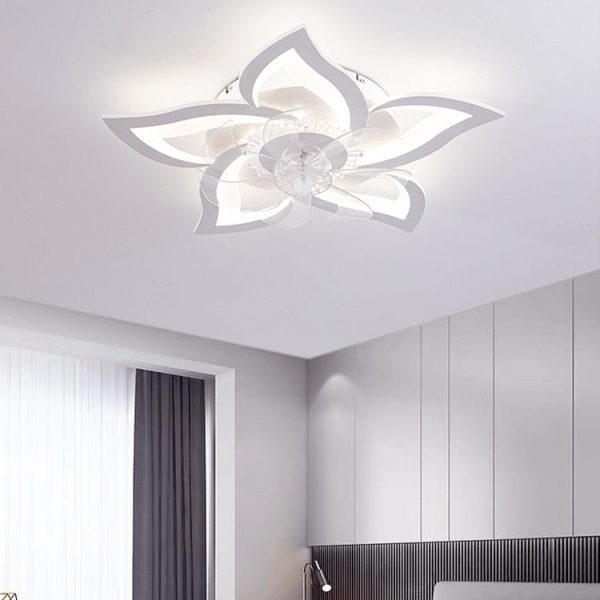 Contemporary Creative Aluminum Acrylic ABS Fan LED Flush Mount Ceiling Fan Light For Bedroom - Image 9