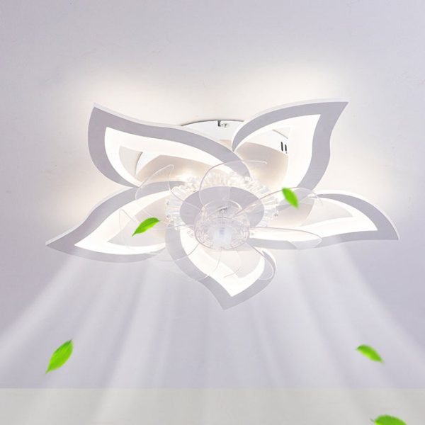 Contemporary Creative Aluminum Acrylic ABS Fan LED Flush Mount Ceiling Fan Light For Bedroom - Image 15