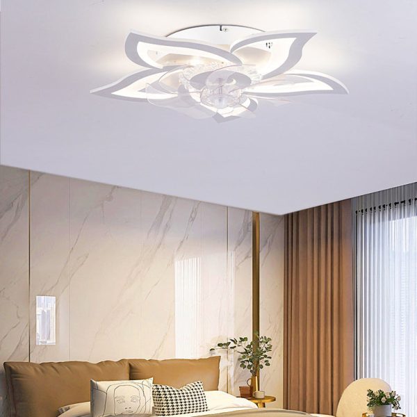Contemporary Creative Aluminum Acrylic ABS Fan LED Flush Mount Ceiling Fan Light For Bedroom - Image 8
