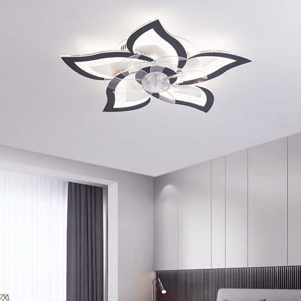 Contemporary Creative Aluminum Acrylic ABS Fan LED Flush Mount Ceiling Fan Light For Bedroom - Image 11