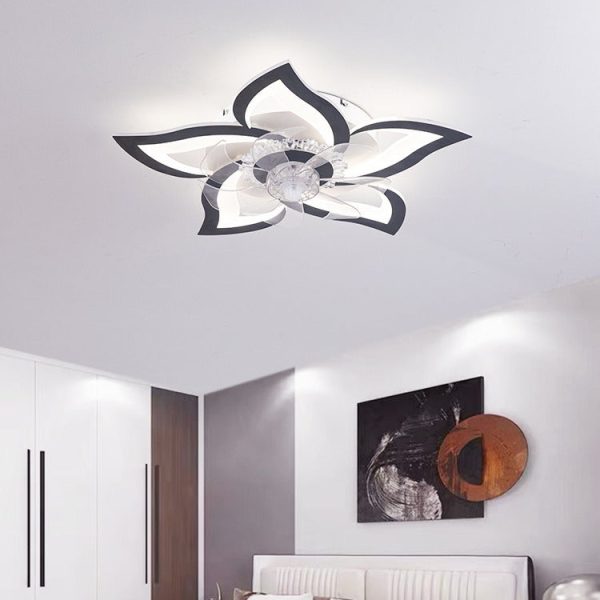 Contemporary Creative Aluminum Acrylic ABS Fan LED Flush Mount Ceiling Fan Light For Bedroom - Image 13