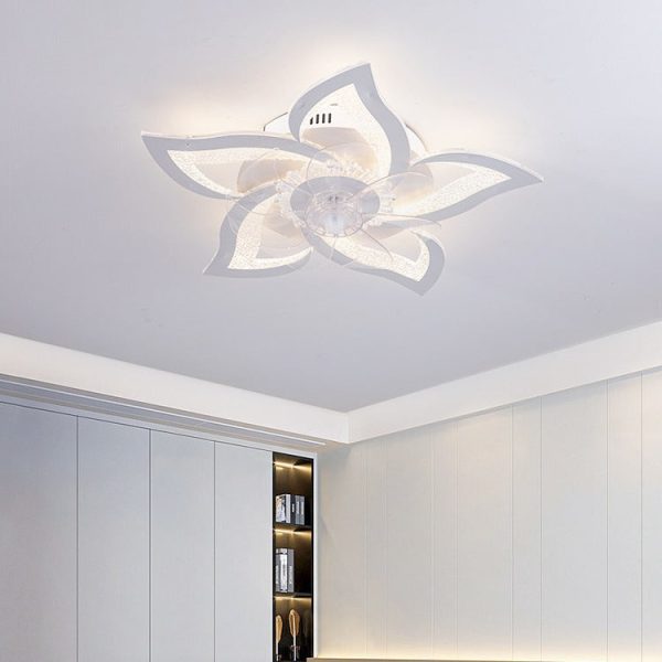 Contemporary Creative Aluminum Acrylic ABS Fan LED Flush Mount Ceiling Fan Light For Bedroom - Image 14