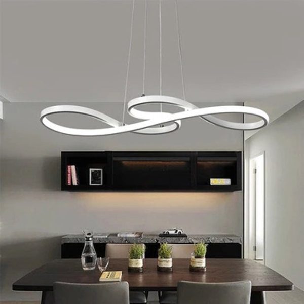 Modern Minimalist Spiral Aluminum Strip Acrylic LED Pendant Light Island Light For Living Room - Image 3