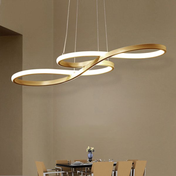 Modern Minimalist Spiral Aluminum Strip Acrylic LED Pendant Light Island Light For Living Room - Image 7