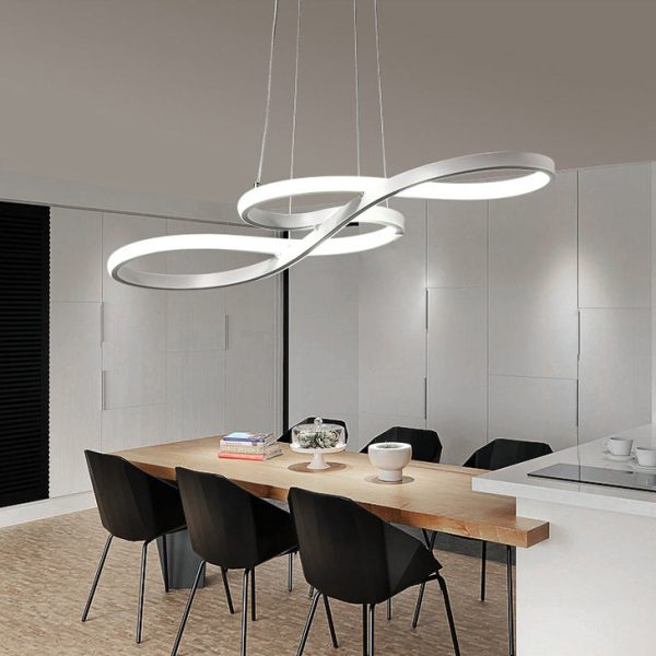 Modern Minimalist Spiral Aluminum Strip Acrylic LED Pendant Light Island Light For Living Room - Image 2