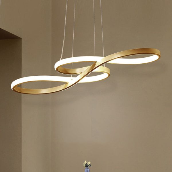 Modern Minimalist Spiral Aluminum Strip Acrylic LED Pendant Light Island Light For Living Room - Image 12