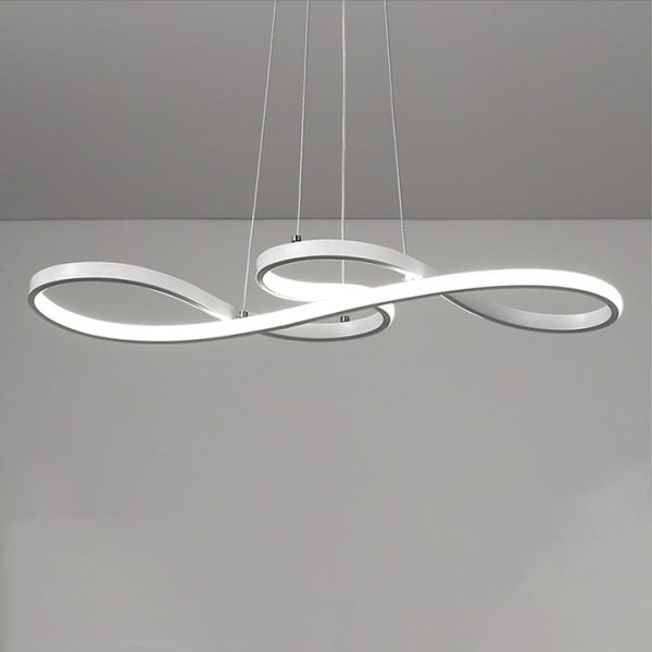 Modern Minimalist Spiral Aluminum Strip Acrylic LED Pendant Light Island Light For Living Room - Image 14