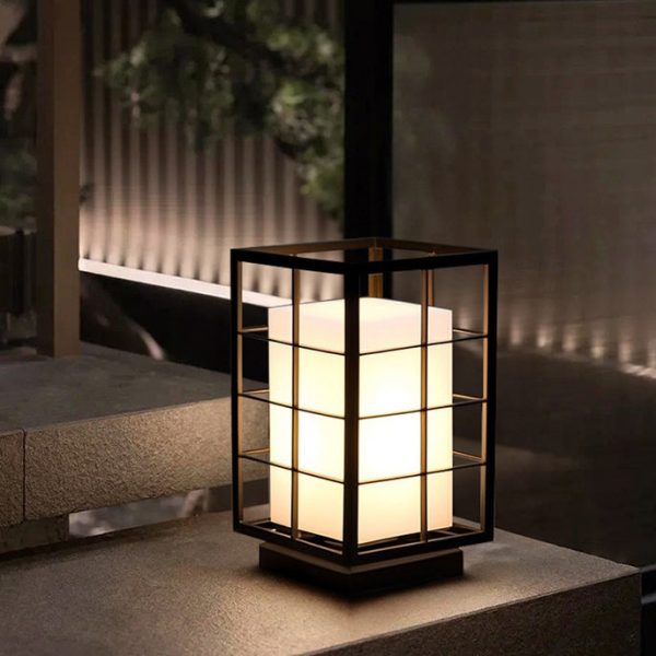 Modern Minimalist Stainless Steel Rectangular Frame Acrylic LED Post Head Light Outdoor Light For Garden