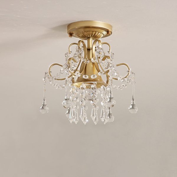 Contemporary Luxury Zinc Alloy Crystal Round 3-Light Semi-Flush Mount Ceiling Light For Living Room - Image 16