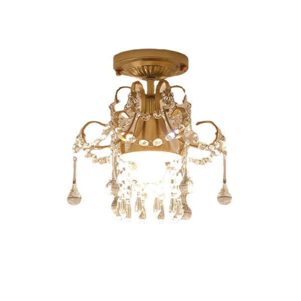 Contemporary Luxury Zinc Alloy Crystal Round 3-Light Semi-Flush Mount Ceiling Light For Living Room - Image 17