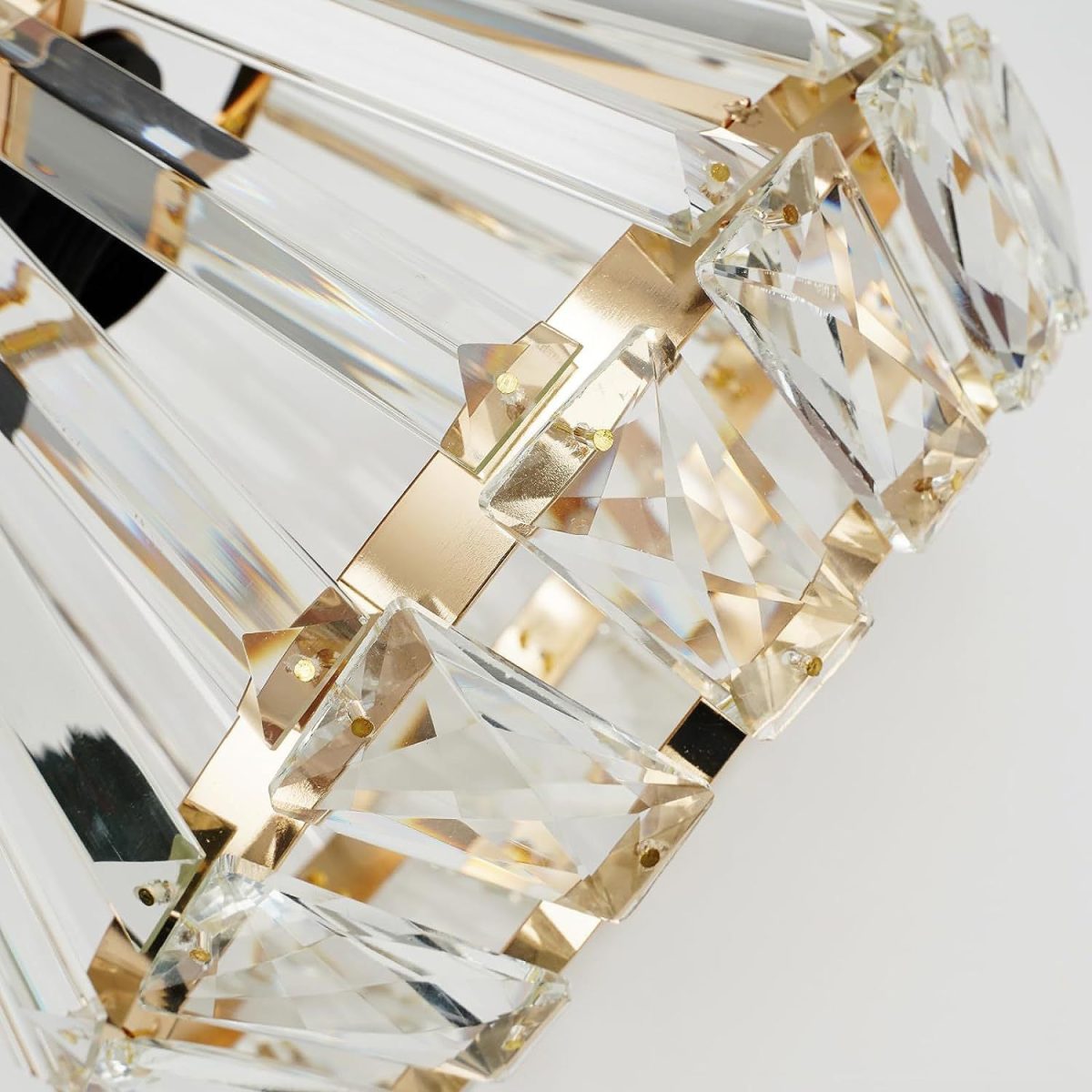 Contemporary Luxury Sparkle Crystal Diamond Shade 1-Light Semi-Flush Mount Ceiling Light For Living Room - Image 5