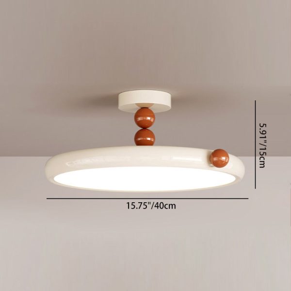 Contemporary Scandinavian Macaron Hardware Glass Round Shade LED Semi-Flush Mount Ceiling Light For Living Room - Image 4