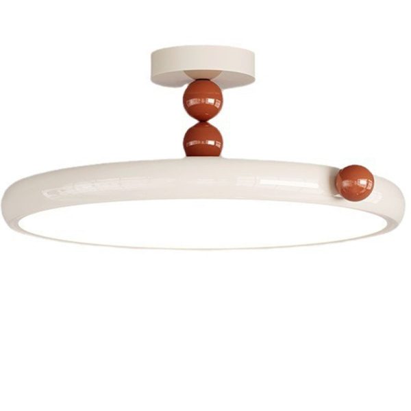 Contemporary Scandinavian Macaron Hardware Glass Round Shade LED Semi-Flush Mount Ceiling Light For Living Room - Image 11