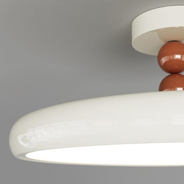 Contemporary Scandinavian Macaron Hardware Glass Round Shade LED Semi-Flush Mount Ceiling Light For Living Room - Image 5