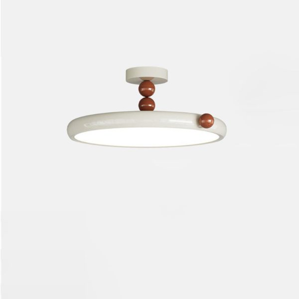 Contemporary Scandinavian Macaron Hardware Glass Round Shade LED Semi-Flush Mount Ceiling Light For Living Room - Image 10