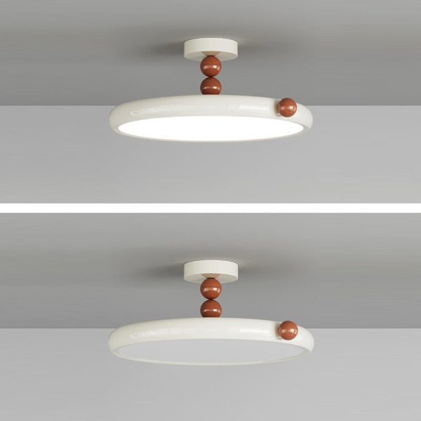 Contemporary Scandinavian Macaron Hardware Glass Round Shade LED Semi-Flush Mount Ceiling Light For Living Room - Image 3