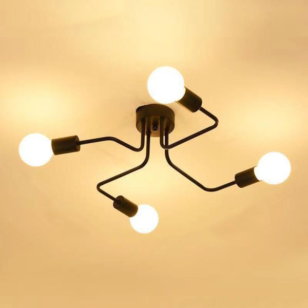 Traditional Rustic Glass Iron Frame Maze 4/6/8-Light Semi-Flush Mount Ceiling Light For Living Room - Image 11