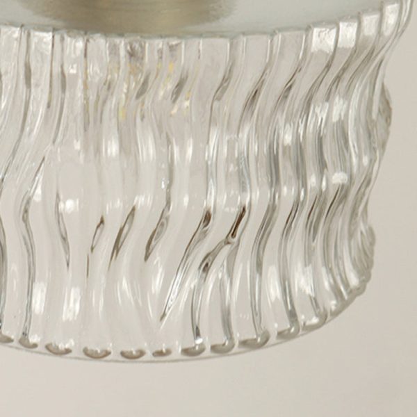 Contemporary Luxury Brass Water Ripple Glass Cylinder 1-Light Semi-Flush Mount Ceiling Light For Living Room - Image 5
