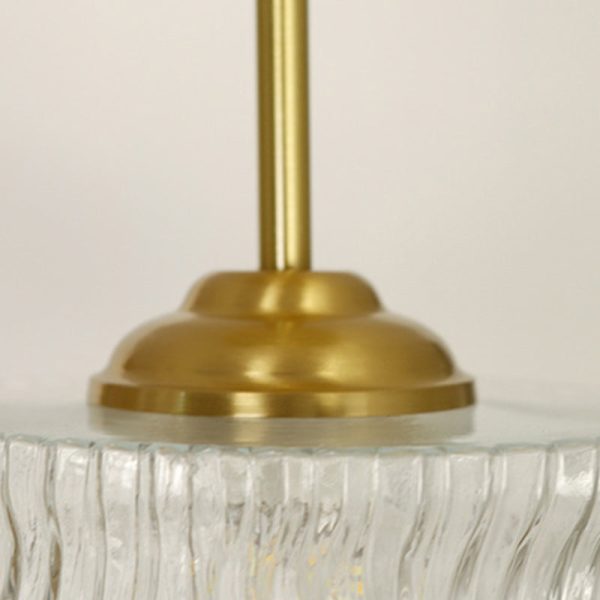 Contemporary Luxury Brass Water Ripple Glass Cylinder 1-Light Semi-Flush Mount Ceiling Light For Living Room - Image 6