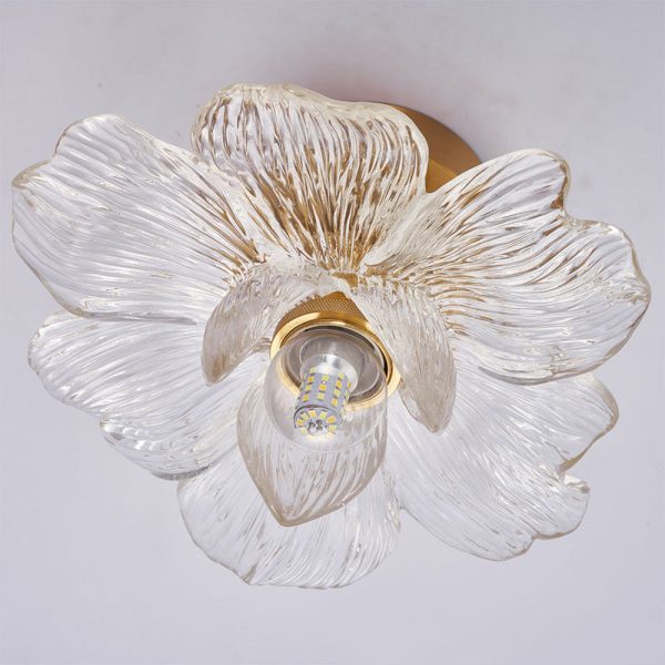 Contemporary Luxury Hardware Petal Resin Shade 1-Light Semi-Flush Mount Ceiling Light For Living Room - Image 8