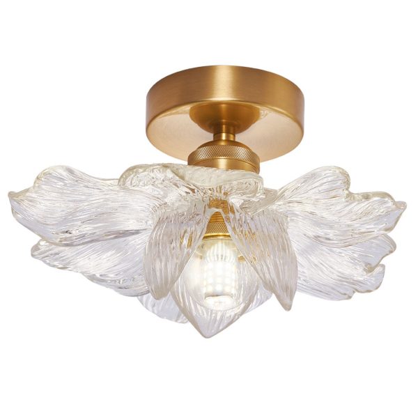 Contemporary Luxury Hardware Petal Resin Shade 1-Light Semi-Flush Mount Ceiling Light For Living Room - Image 15