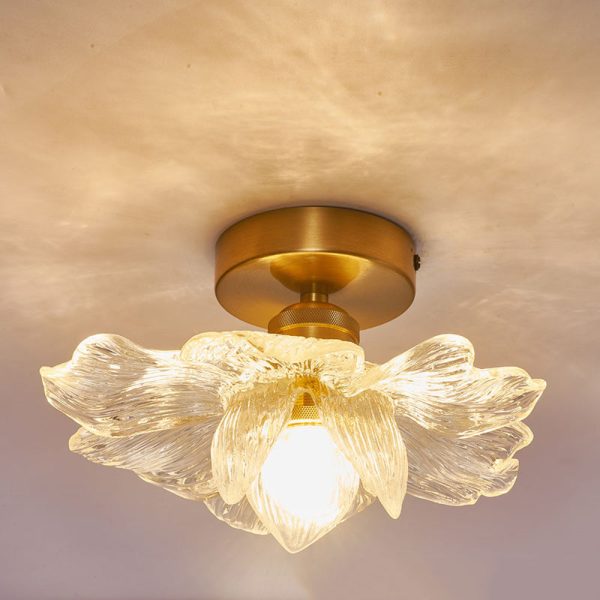 Contemporary Luxury Hardware Petal Resin Shade 1-Light Semi-Flush Mount Ceiling Light For Living Room - Image 11