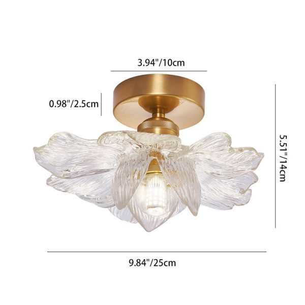 Contemporary Luxury Hardware Petal Resin Shade 1-Light Semi-Flush Mount Ceiling Light For Living Room - Image 4