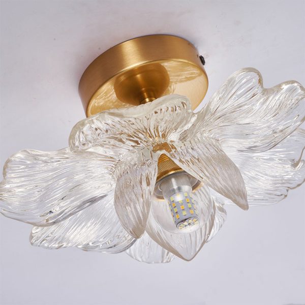 Contemporary Luxury Hardware Petal Resin Shade 1-Light Semi-Flush Mount Ceiling Light For Living Room - Image 9