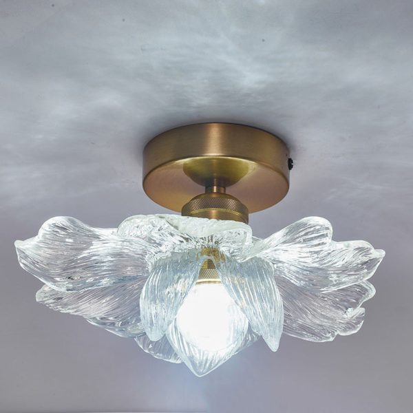 Contemporary Luxury Hardware Petal Resin Shade 1-Light Semi-Flush Mount Ceiling Light For Living Room - Image 3