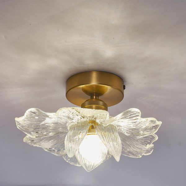 Contemporary Luxury Hardware Petal Resin Shade 1-Light Semi-Flush Mount Ceiling Light For Living Room - Image 10