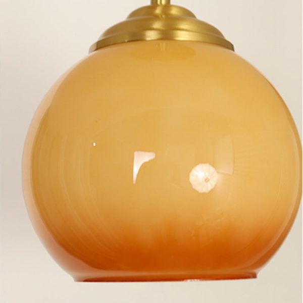 Traditional French Brass Spherical Glass Shade 1-Light Semi-Flush Mount Ceiling Light For Living Room - Image 5