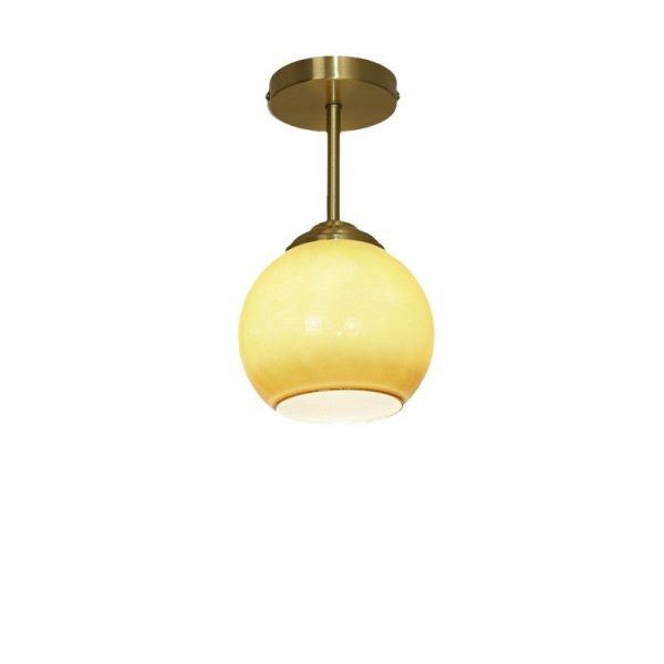 Traditional French Brass Spherical Glass Shade 1-Light Semi-Flush Mount Ceiling Light For Living Room - Image 13