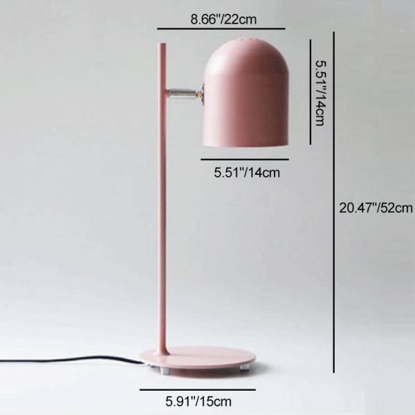 Contemporary Scandinavian Macaron Rotatable Adjustable Iron Round Shade 1-Light Table Lamp For Bedroom - Image 4